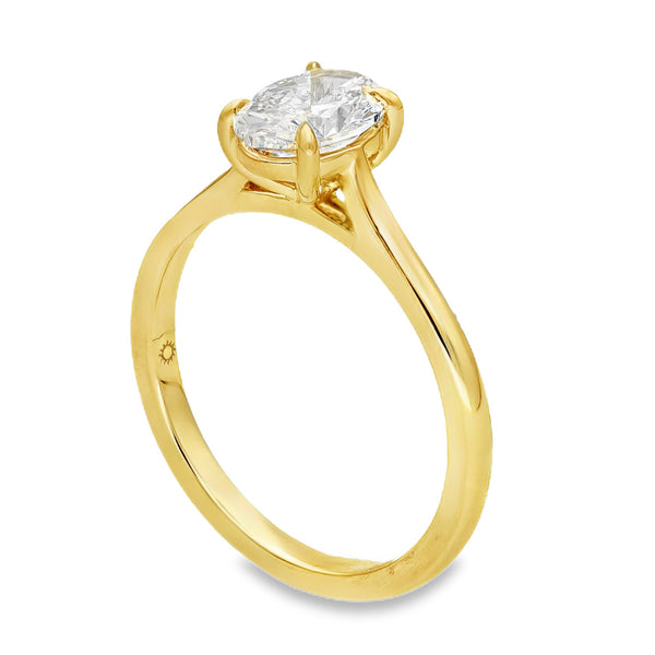Lab 1.01ct D Vs1 Oval 18ct Yellow Gold Solitaire