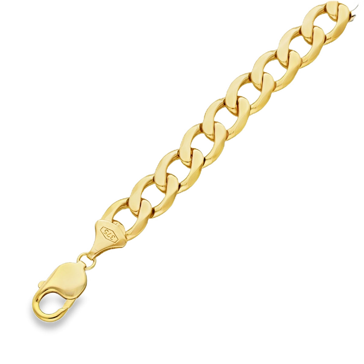 9ct Yellow Gold Oval Curb Bracelet - 9" - 32.8g