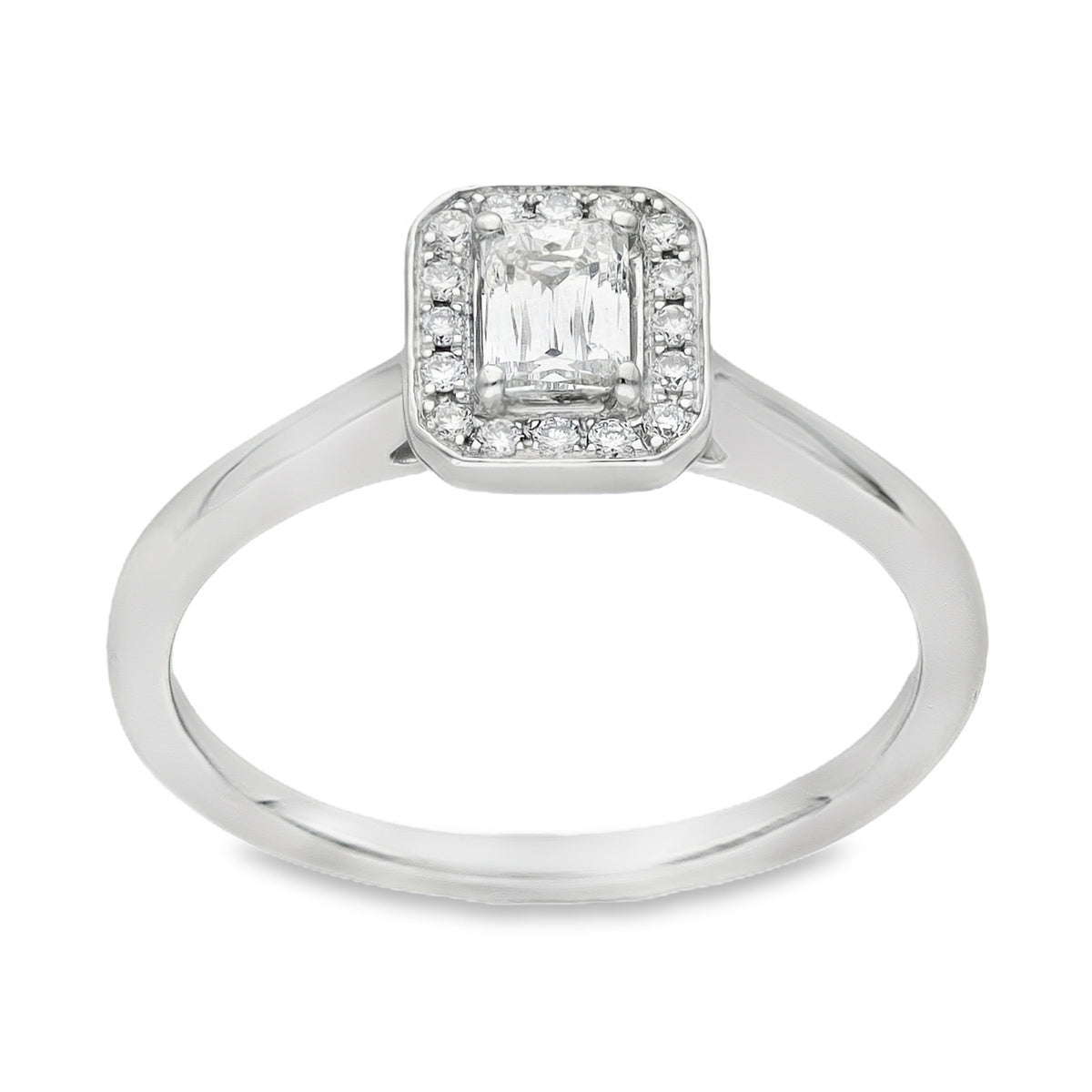 950 Platinum Diamond Halo Engagement Ring - Size P - 0.49ct