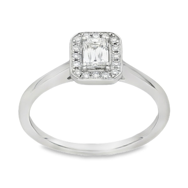950 Platinum Diamond Halo Engagement Ring - Size P - 0.49ct