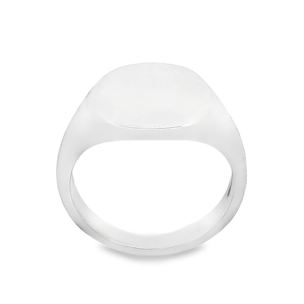 925 Silver Plain Cushion Signet Ring - Size N - 14mm