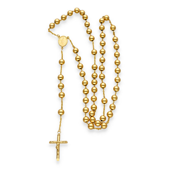 9ct Yellow Gold Rosary Bead Chain - 26" - 29.5g