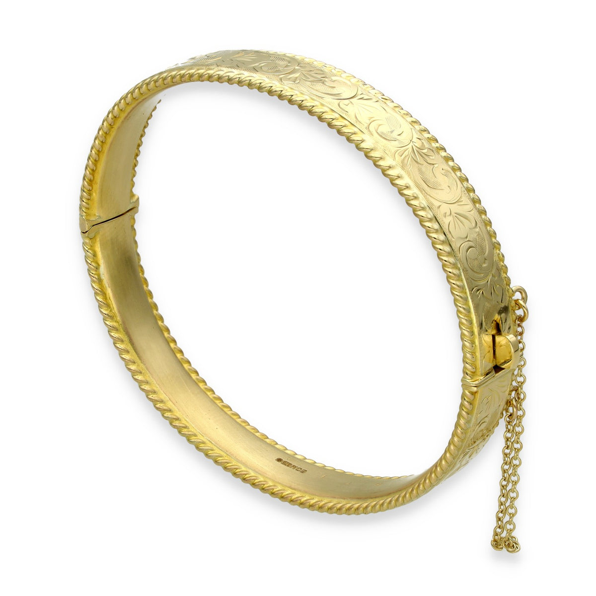 9ct Yellow Gold Rope Edge Bangle - 17.5cm - 17.1g