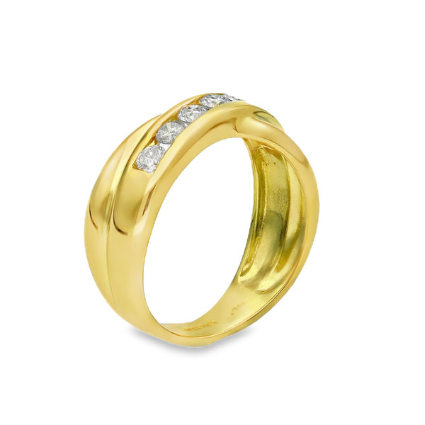 18ct Yellow Gold Diamond Crossover Ring - Size M - 0.50ct