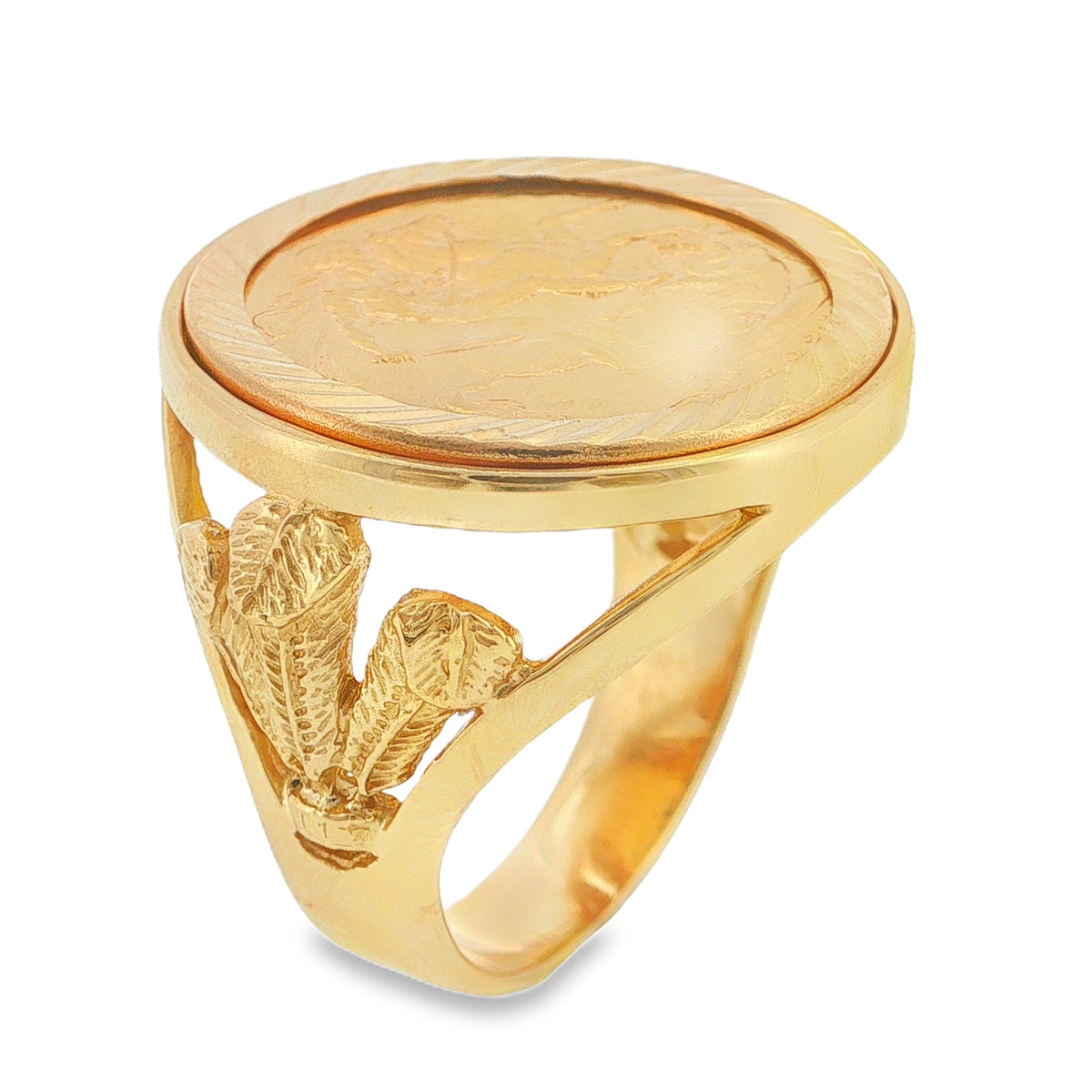 1893 Yellow Gold Full Sovereign Coin Ring - Size W - 17.0g
