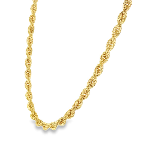9ct Yellow Gold Rope Chain - 20" - 21.3g