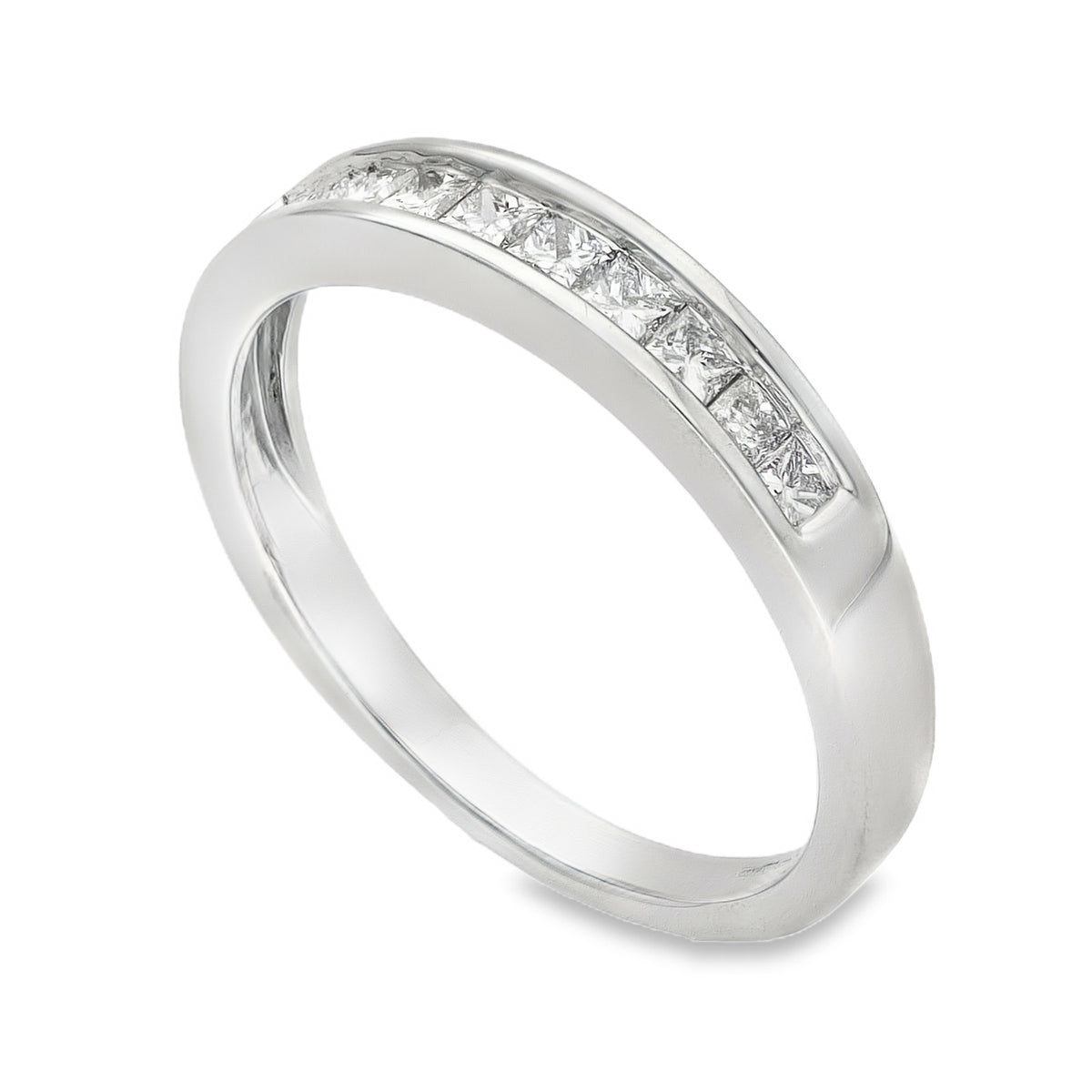 18ct White Gold Diamond Half Eternity Ring - Size O - 0.50ct