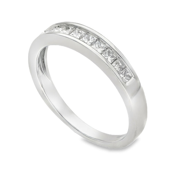 18ct White Gold Diamond Half Eternity Ring - Size O - 0.50ct