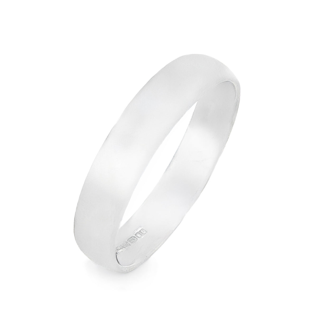 9ct White Gold Plain Wedding Ring - Size N - 4mm