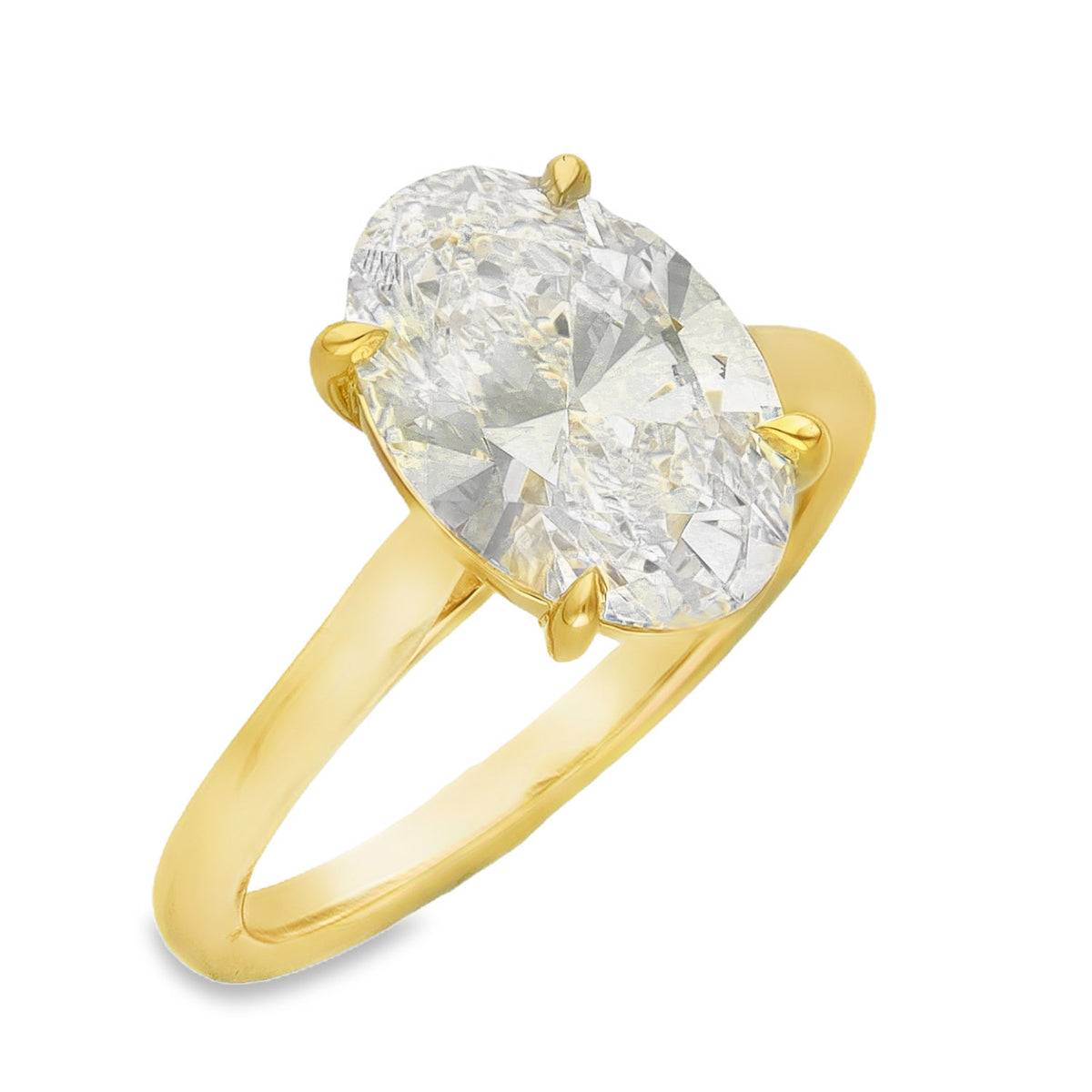 Lab 3.06ct D Vs1 Oval 18ct Yellow Gold Solitaire