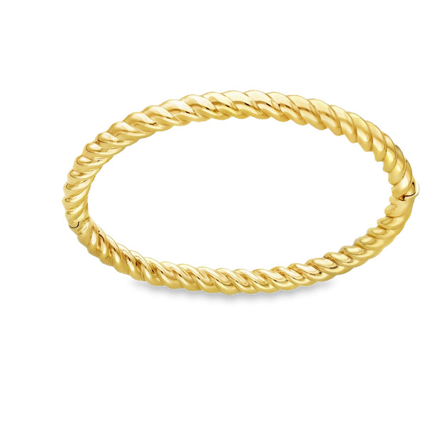 9ct Yellow Gold Hollow Twist Bangle - 6mm - 18cm - 14.6g
