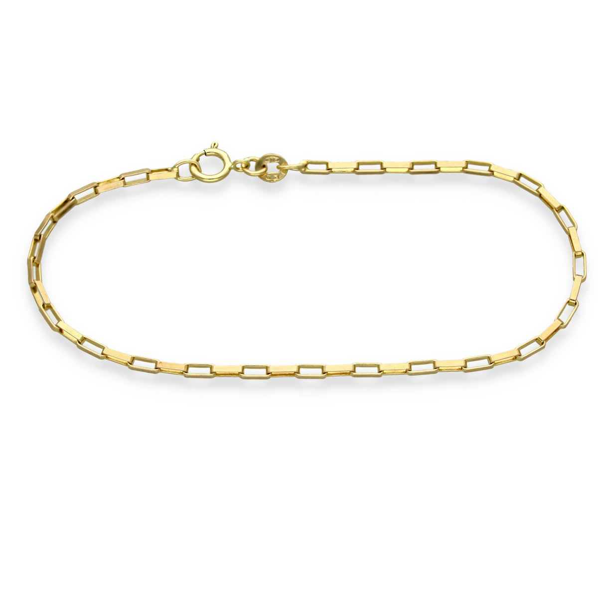 9ct Yellow Gold Fine Paper Link Bracelet - 7" - 1.9g