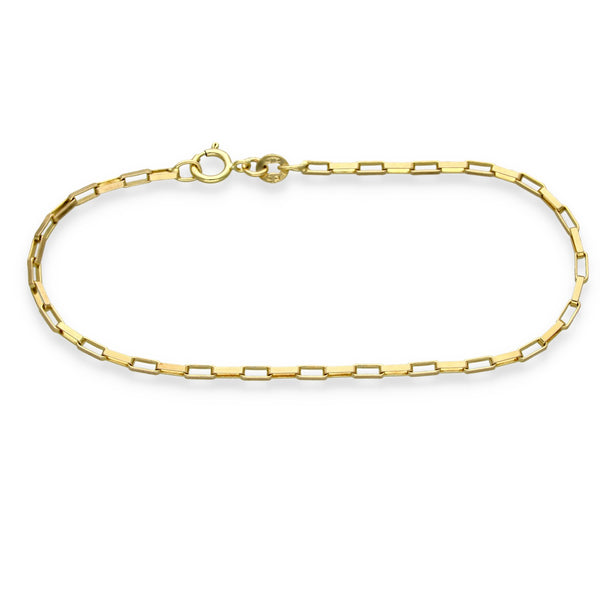 9ct Yellow Gold Fine Paper Link Bracelet - 7" - 1.9g