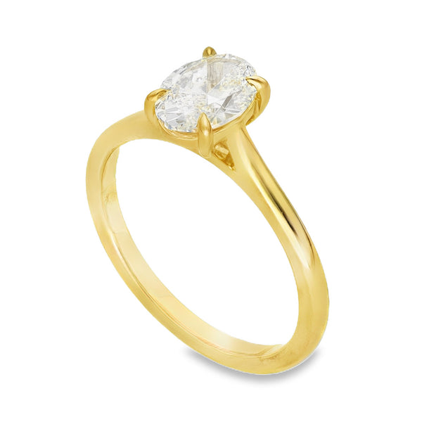 Lab 1.01ct D Vs1 Oval 18ct Yellow Gold Solitaire