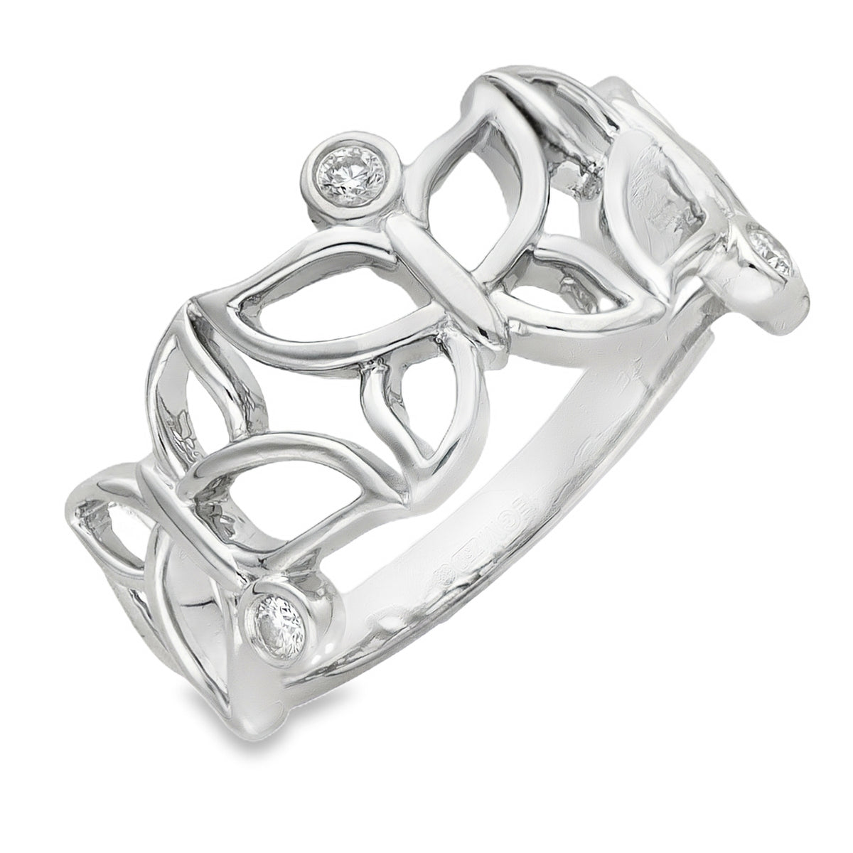 950 Platinum Diamond Butterfly Ring - Size P½ - 0.12ct