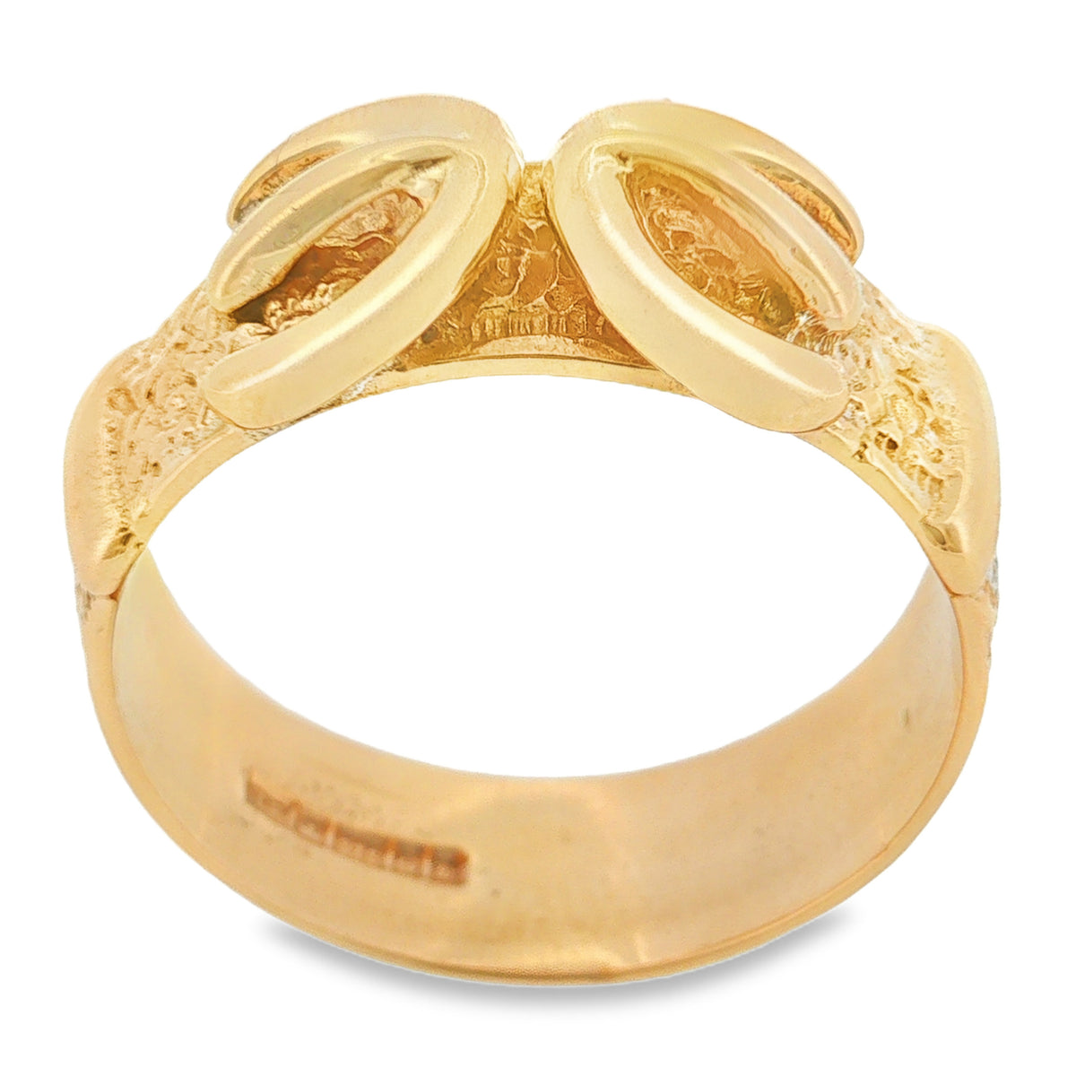 9ct Yellow Gold Patterned Buckle Ring - Size U½ - 11mm