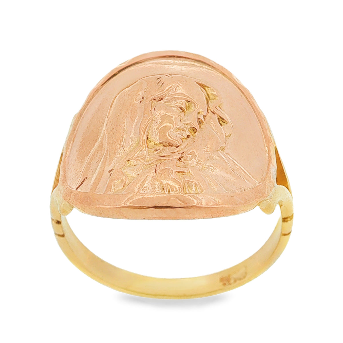 9ct Yellow Gold Madonna Signet Ring - Size K½ - 18mm