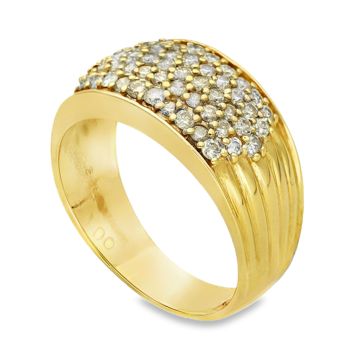 9ct Yellow Gold Diamond Pavé Cluster Ring - Size S - 0.50ct