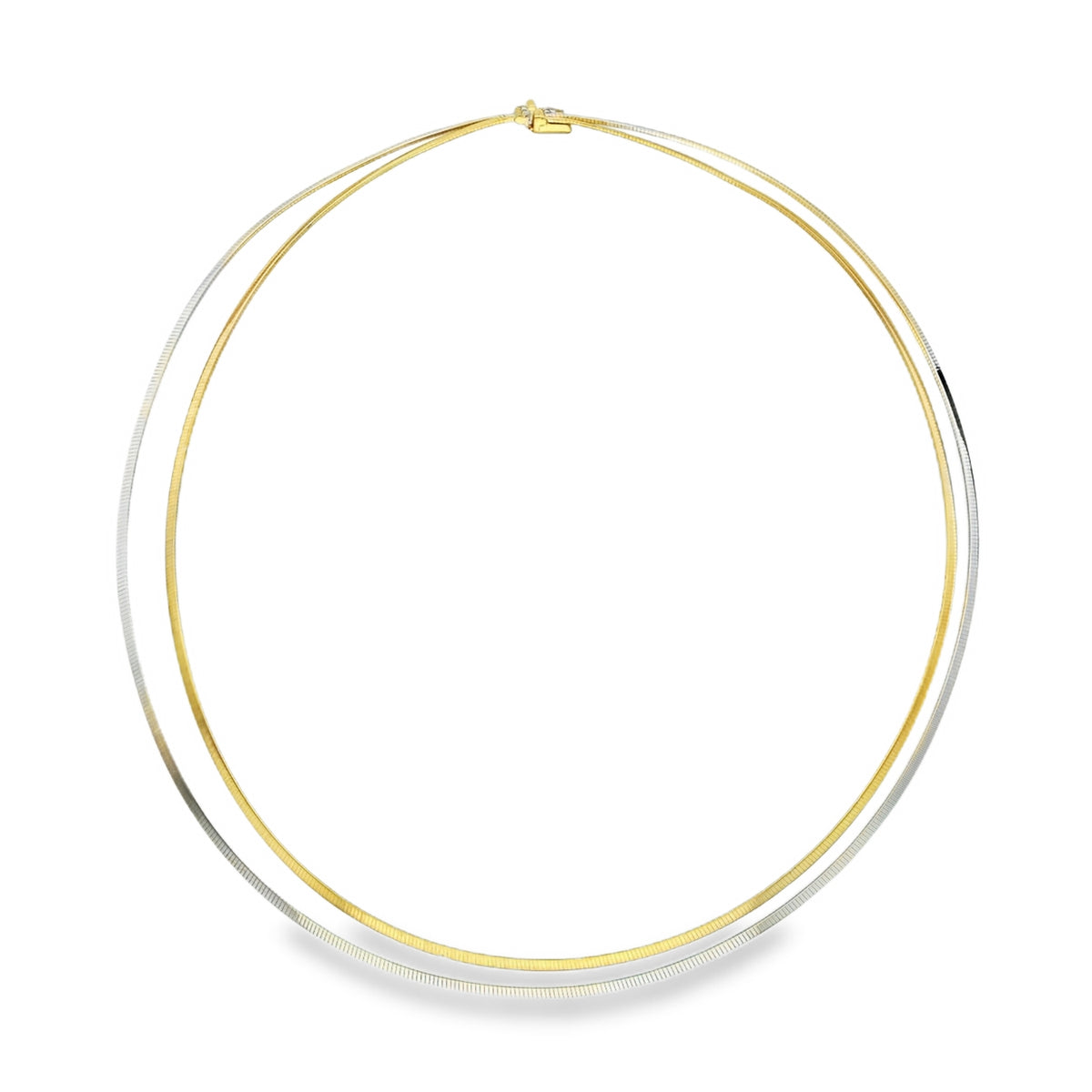 9ct Yellow & White Gold Double Strand Necklet - 17" - 16.1g