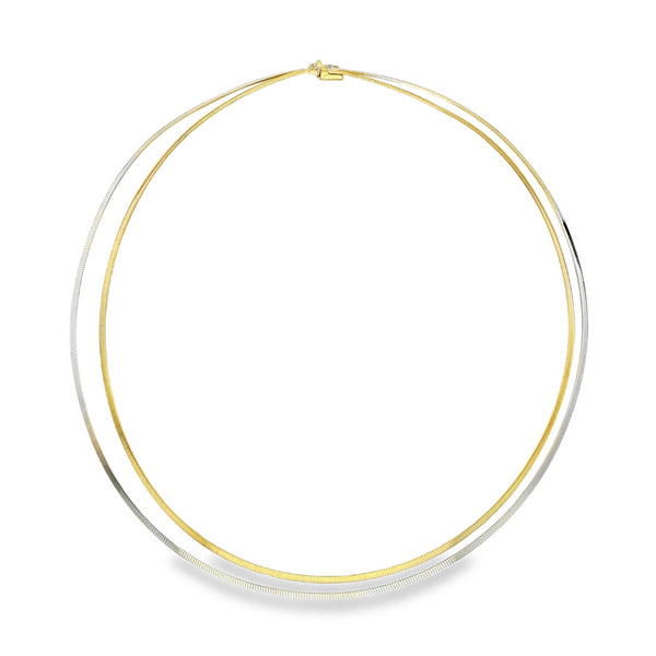 9ct Yellow & White Gold Double Strand Necklet - 17" - 16.1g