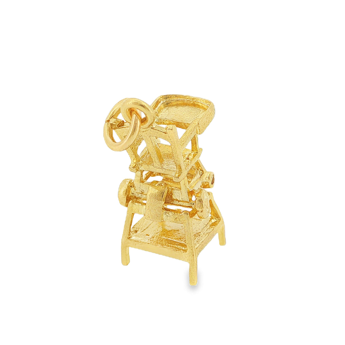 9ct Yellow Gold Hinged High Chair Charm - 8x20x11mm - 1.8g