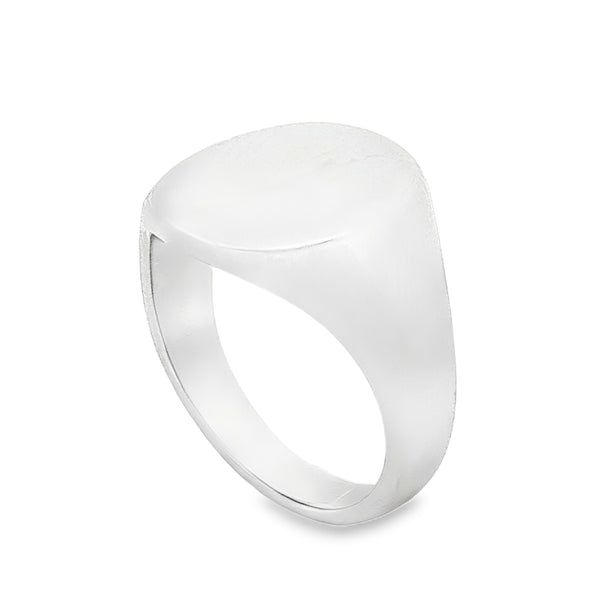925 Silver Plain Cushion Signet Ring - Size N - 14mm
