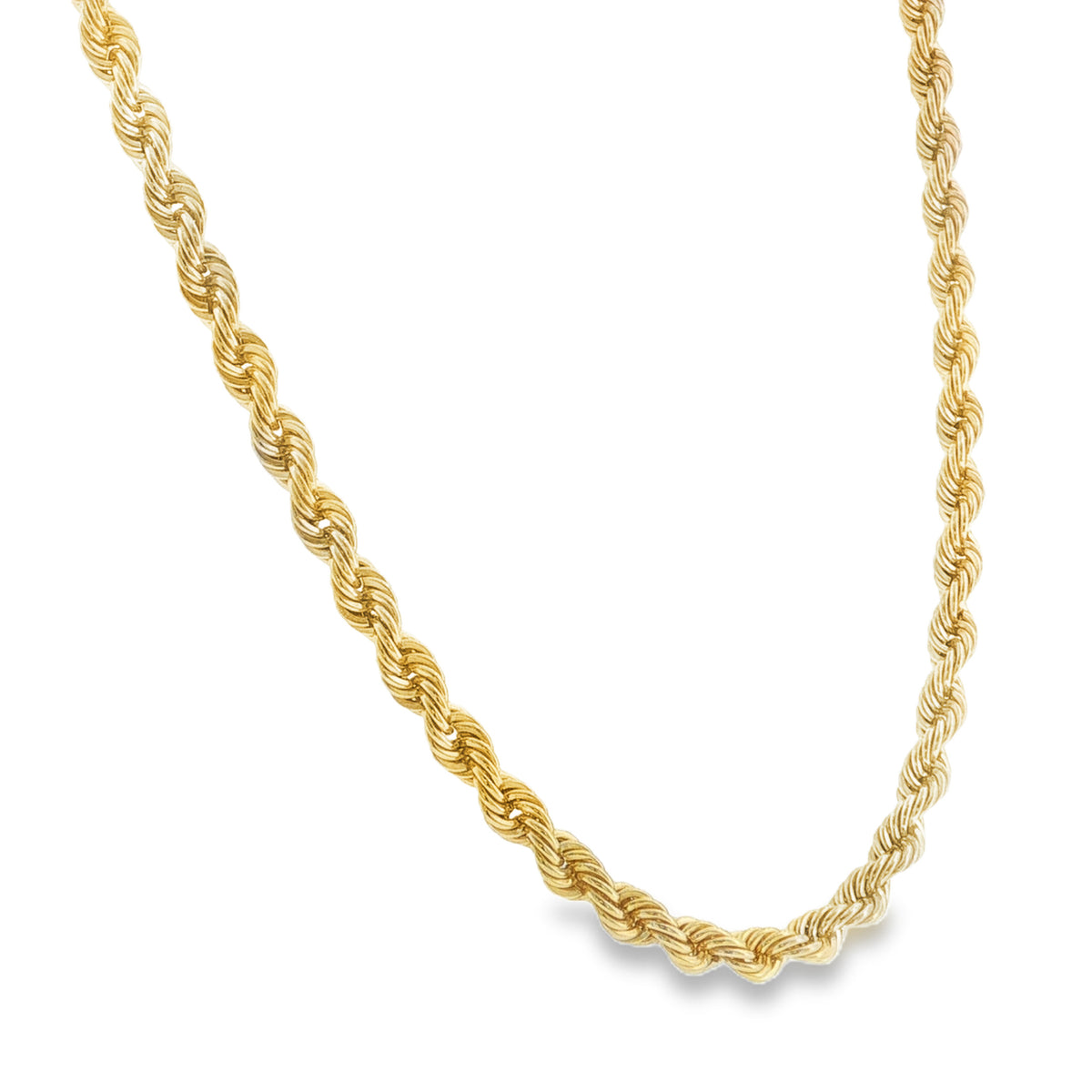 9ct Yellow Gold Solid Rope Chain - 16" - 26.8g