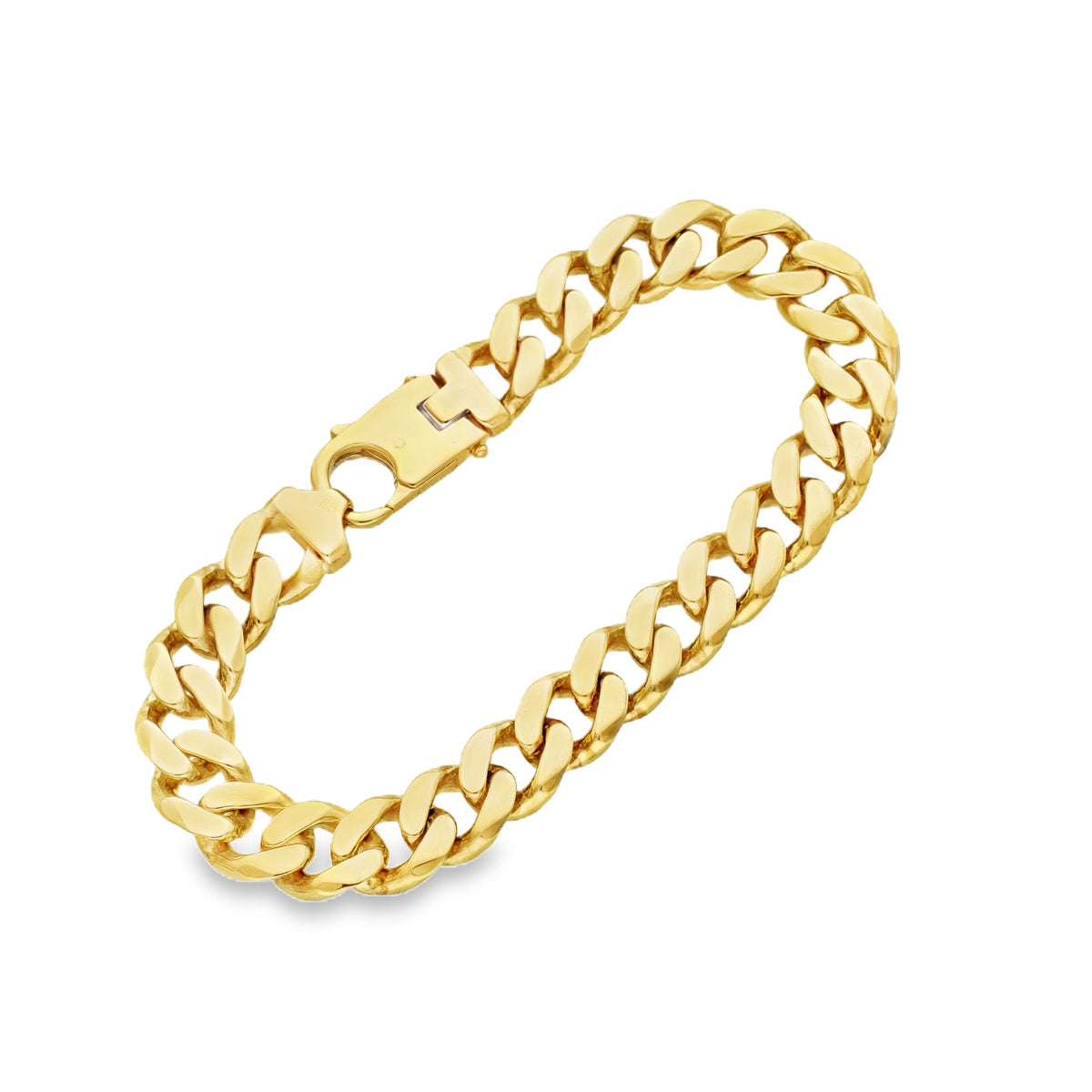 9ct Yellow Gold Heavy Oval Curb Bracelet - 9" - 50.6g