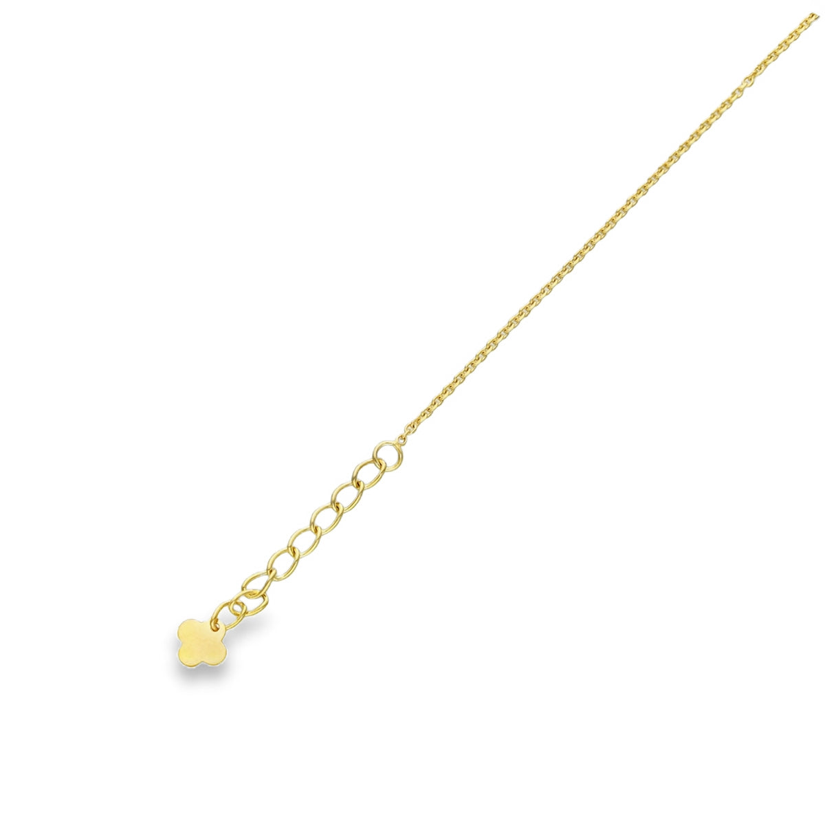 9ct Yellow Gold Sunburst Clover Trace Bracelet - 6.5-7.5" - 1.4g
