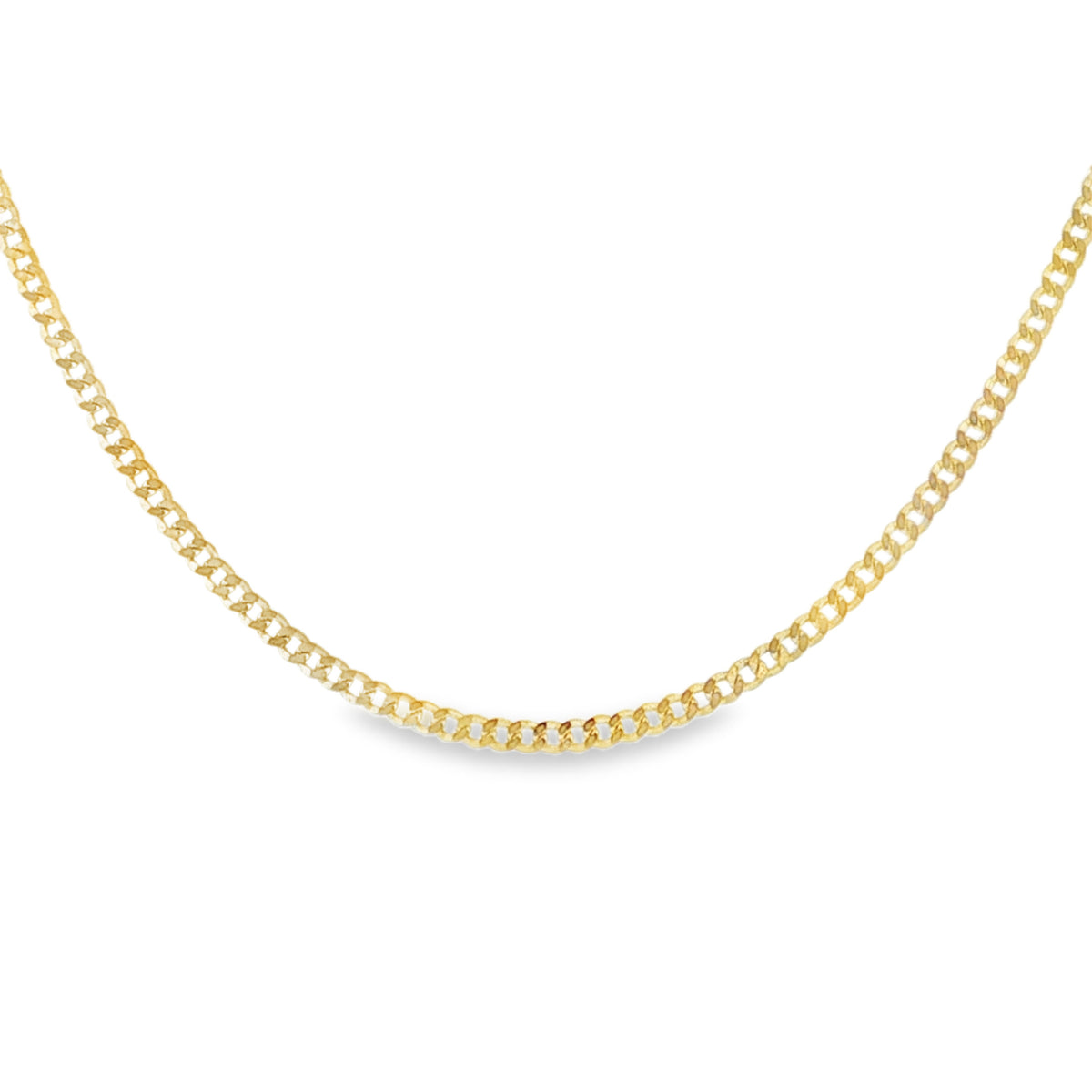 9ct Yellow Gold Closed Curb Chain - 16"- 2.8g