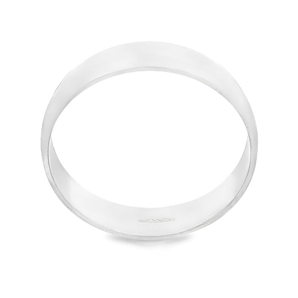 950 Platinum Plain D-Shape Wedding Band - Size V - 5mm