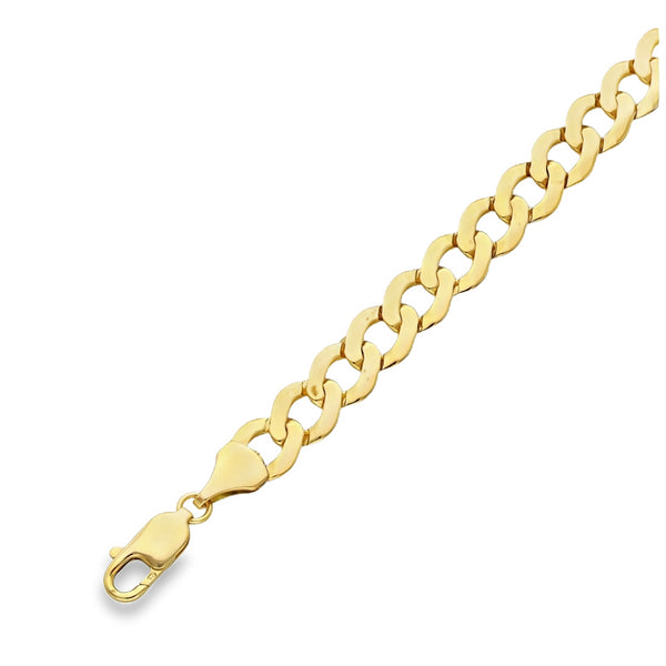9ct Yellow Gold Flat Curb Bracelet - 8.5" - 14.1g