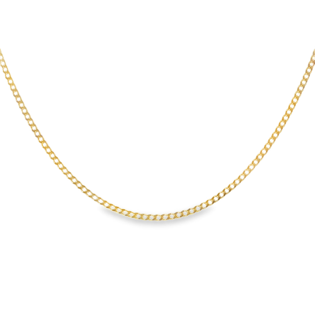 9ct Yellow Gold Closed Curb Chain - 20"- 2.4g