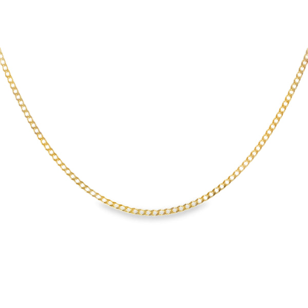 9ct Yellow Gold Closed Curb Chain - 20"- 2.4g