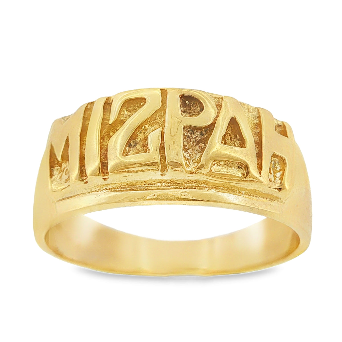 9ct Yellow Gold Mizpah Band Ring - Size V - 10mm