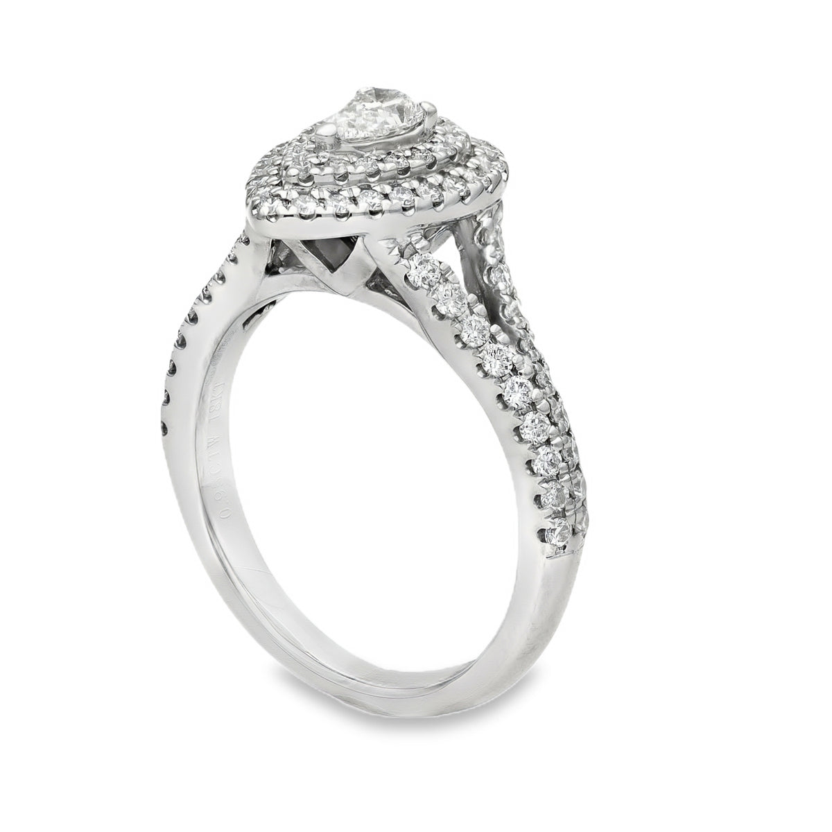 18ct White Gold Diamond Halo Engagement Ring - Size M½ - 0.95ct