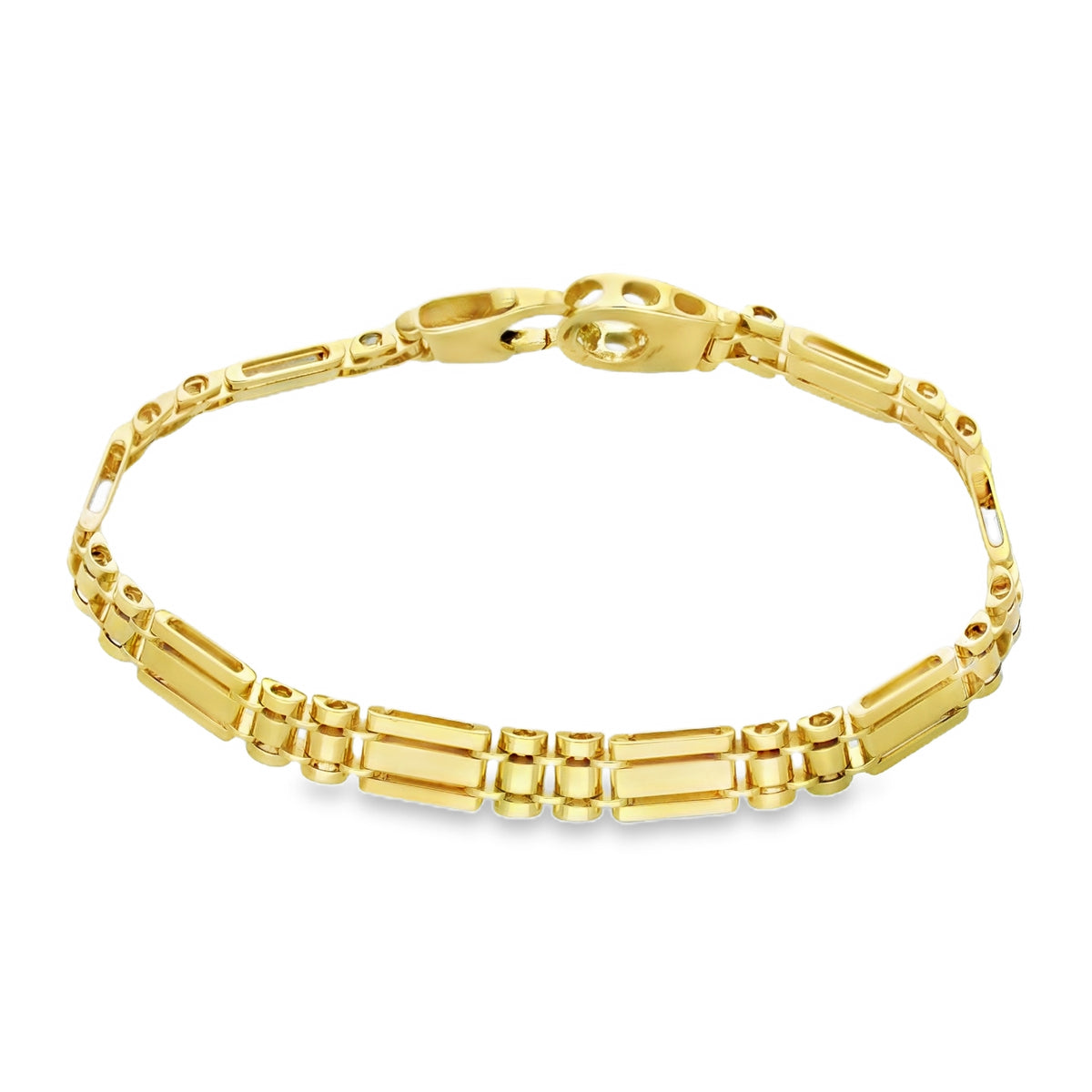 9ct Yellow Gold Bar-Link Bracelet - 7.5" - 14.2g