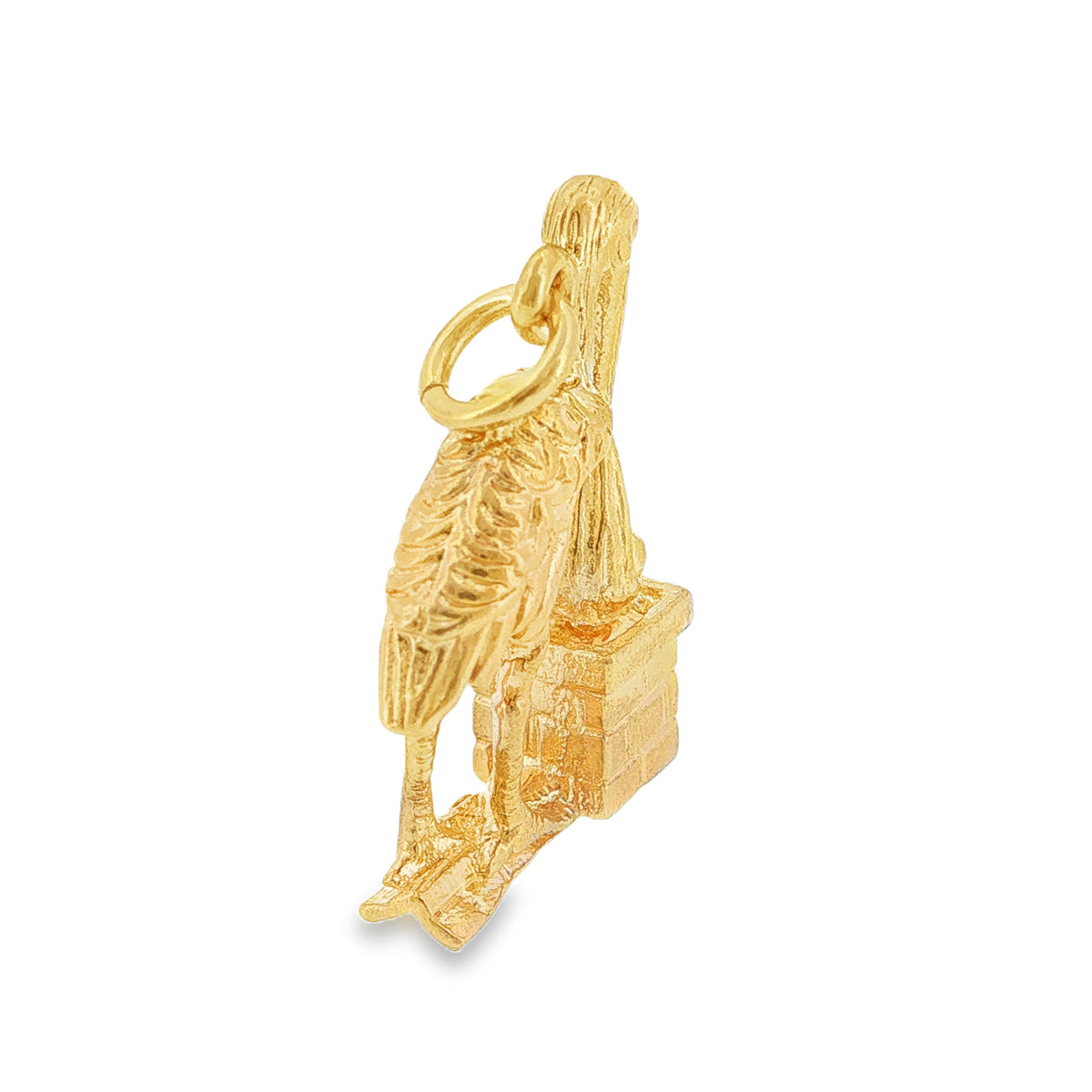 9ct Yellow Gold Stalk & Basket Charm - 20x15x4.5mm - 2.8g