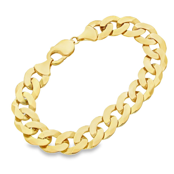 9ct Yellow Gold Flat Curb Bracelet - 8.5" - 31.2g