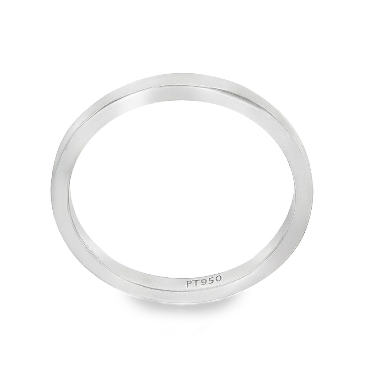 950 Platinum Plain D-Shape Wedding Band - Size L - 2mm