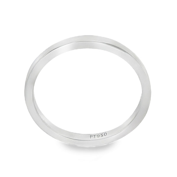 950 Platinum Plain D-Shape Wedding Band - Size L - 2mm