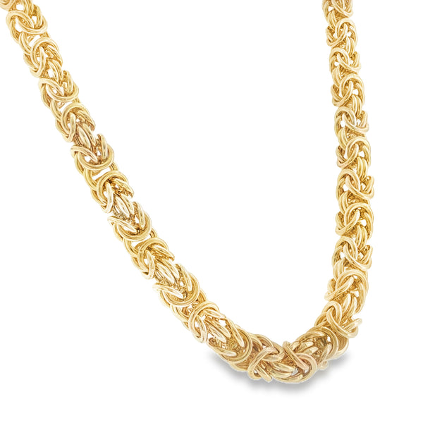 9ct Yellow Gold Hollow Byzantine Chain - 18" - 31.8g