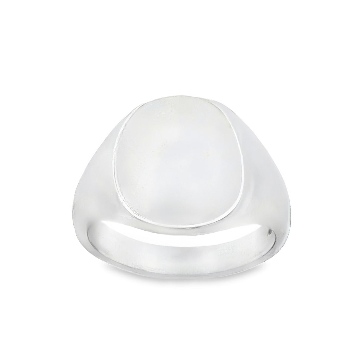 925 Silver Plain Cushion Signet Ring - Size N - 14mm