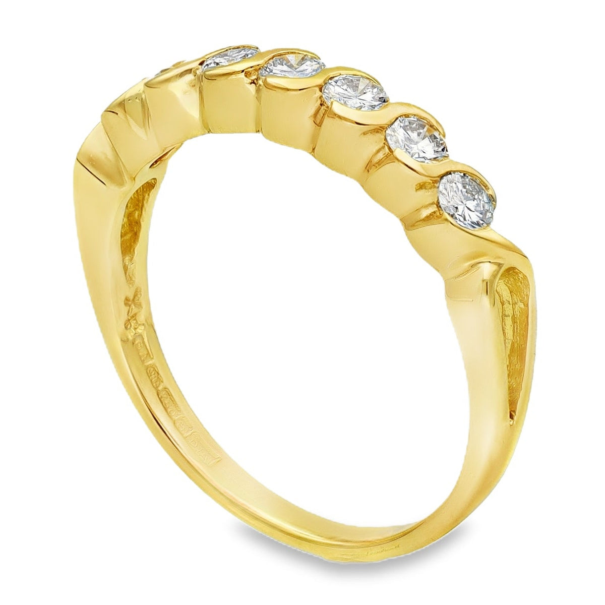 18ct Yellow Gold Diamond Half Eternity Ring - Size P - 0.50ct