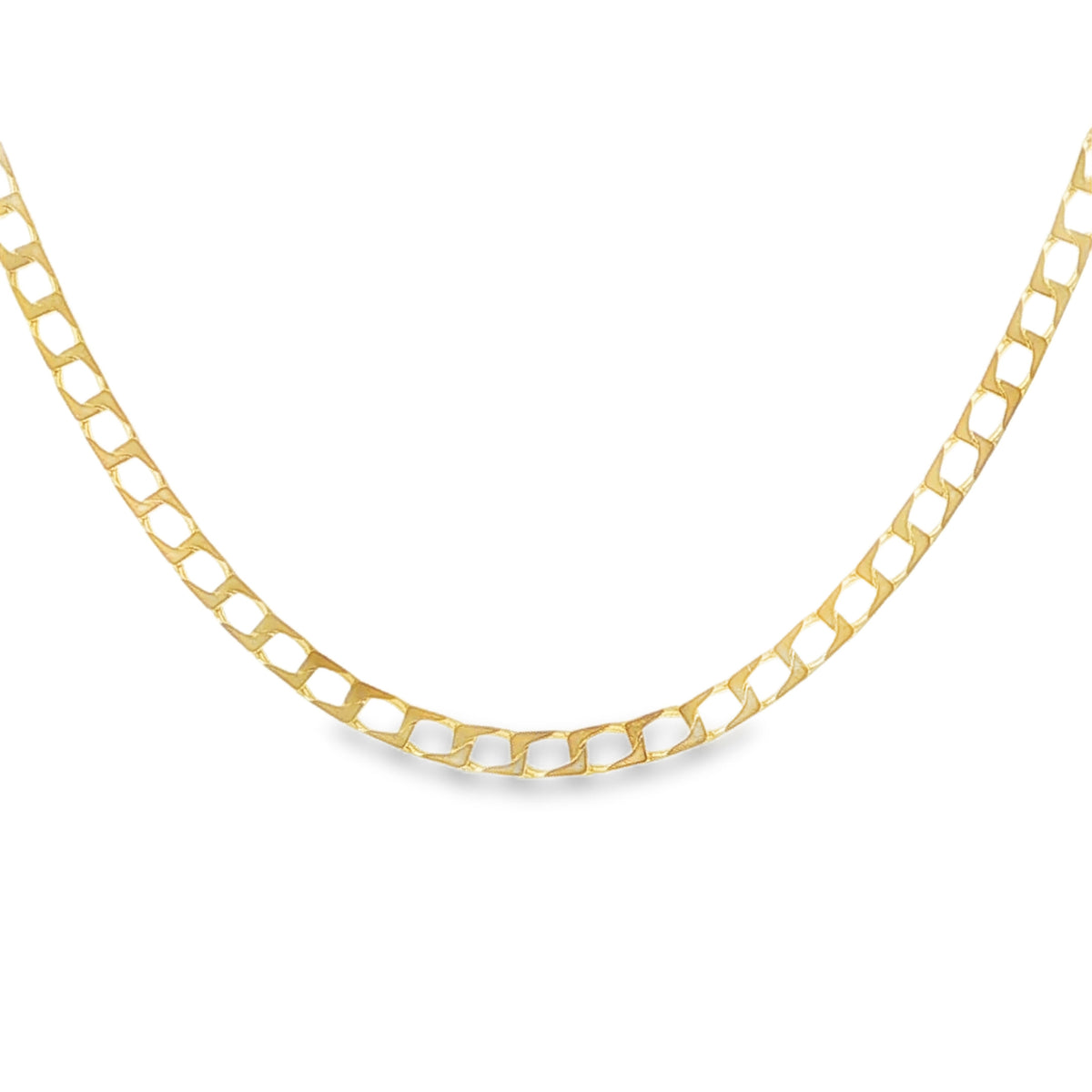 9ct Yellow Gold Open Link Square Curb Chain - 22" - 6.0g