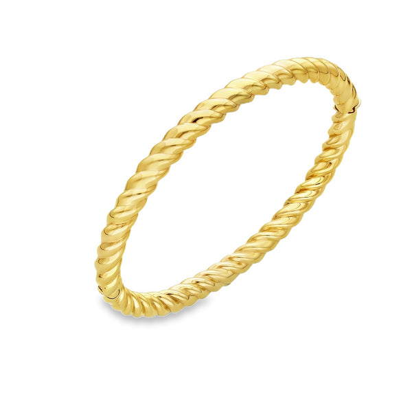 9ct Yellow Gold Hollow Twist Bangle - 6mm - 18cm - 14.6g