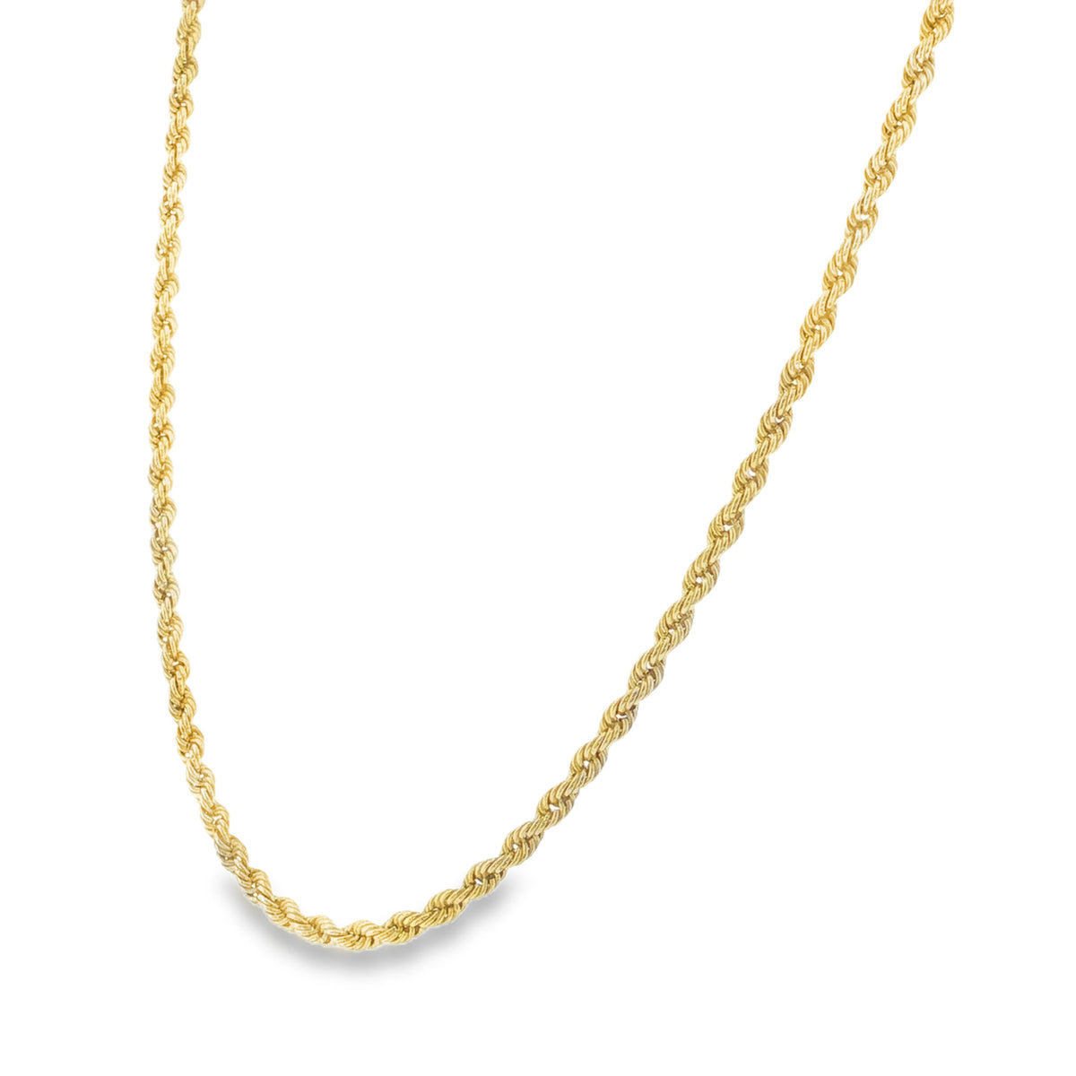 9ct Yellow Gold Hollow Rope Chain - 18"- 3.2g