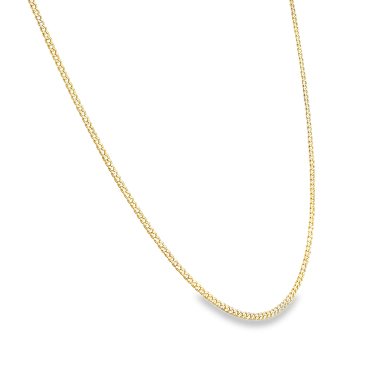 9ct Yellow Gold Closed Curb Chain - 16"- 2.8g