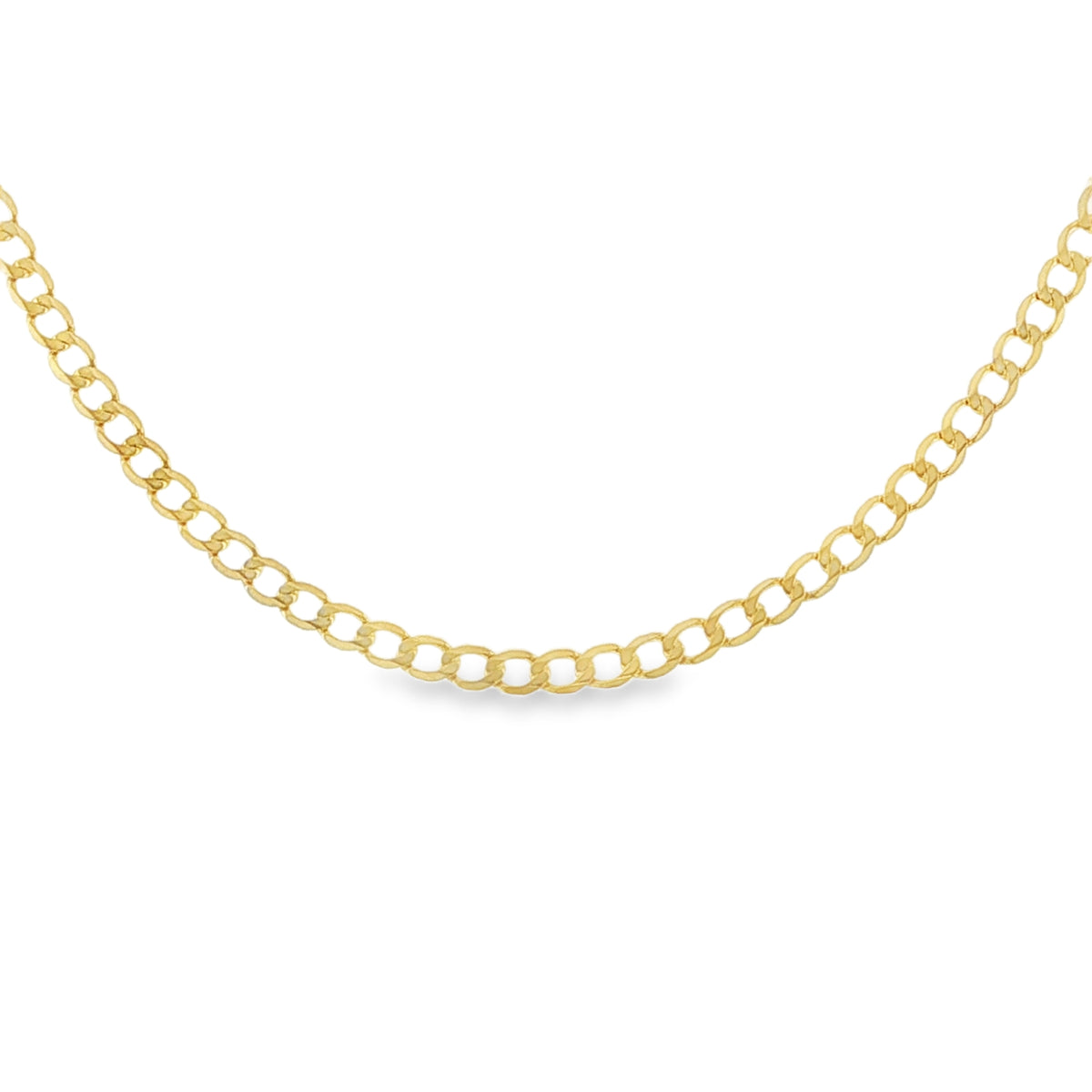 9ct Yellow Gold Open Flat Curb Chain - 20"- 3.7g
