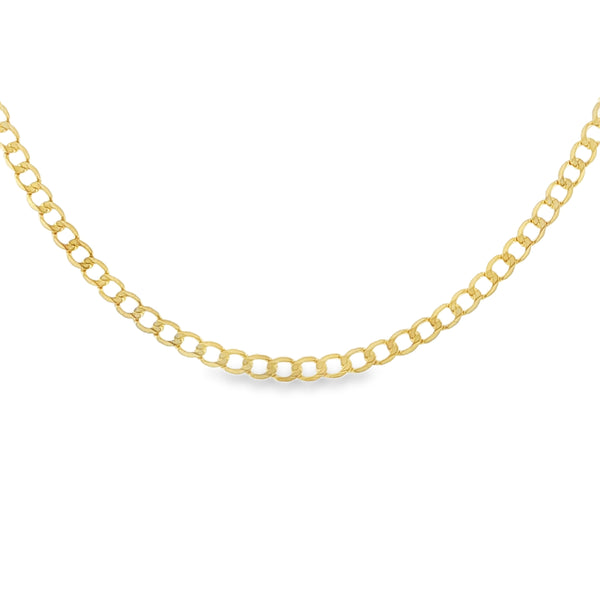 9ct Yellow Gold Open Flat Curb Chain - 20"- 3.7g